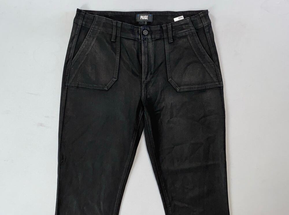 Paige Denim Mayslie Coated Patch Pocket Chino Pants, Jeans. Black, Women's 32.